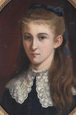 ECOLE FRANCAISE vers 1880.  Portrait de jeune fille. Huile...