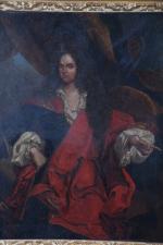 ECOLE FRANCAISE vers 1700 d'après RIGAULT. "Portrait d'homme au drapé...