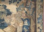 AUBUSSON, XVIIème siècle. "Scène mythologique avec Cupidon ayant décoché sa...