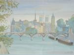 BARTLETT, Joan (20ème siècle). "Le pont des Arts et Notre-Dame...