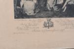 LACOURE (d'après). "Famille Borie, château de Gassies, 1785", gravure reproduction...