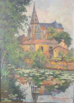 RANVIER-CHARTIER, Lucie (1867-1932). Vue d'une église de village auprès du...