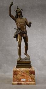 LAVERGNE (Adolphe-Jean) "Gaulois" bronze à patine brune sur socle en...