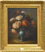 BOUCHER (Jeanne) « Bouquet de pivoines dans un vase bleu » hst,...