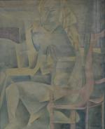 COIRON (D.) "Jeune femme au verre" hst, sbd, 73x60