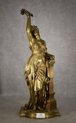 CHENIER "Demeter", bronze à patine dorée,  h = 48,...