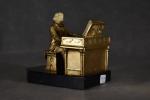RUHL (J.) "l'organiste", sculpture en régule à patine dorée, socle...