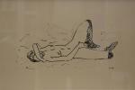 ECOLE FRANCAISE "Nu allongé", signé d'un monogramme "AM", gravure, dim...