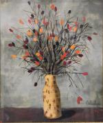 BABOULENE '" Bouquet d'aubépines" gouache, sbd, 55x46 cm