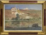 CLARY (E.) "La Seine à Château-Gaillard" aquarelle, sbd, 24x35