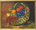 COMTE (Roger) "Composition au panier de fruits" hsp, sbg, 50x61