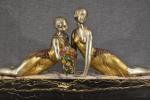 CHIPARUS (D.) "Deux  femmes jumelles aux fleurs" sculpture en...