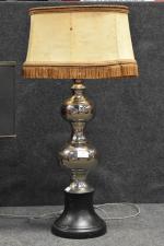 Lampe "années 70", pied de lampe design chromé