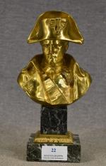 PINEDO (d'après) "Buste de Napoléon" bronze à patine dorée sur...