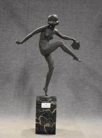 LAUREL (Pierre) "Danseuse au tambourin" bronze et marbre, h =...