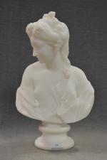 CAFFIERI (d'après) "Buste de jeune femme" marbre blanc, h =...
