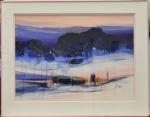 BRISSONI (Jean) "Paysage de neige" , aquarelle, sbd, 45,5 x...