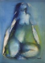 BONAS (Jordi) "Le rêve bleu" hsp marouflée sur toile, 76x55