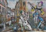 DUMONT (Claude) "L'Arlequin et le Pierrot musiciens de Venise" hspapier,...