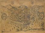 Plan ancien de Besançon, gravure d'après un dessin de Pierre...