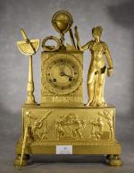 Pendule en bronze doré  figurant "L'Astronomie", h = 38,...