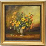 COTTRAY (Andrée) "Bouquet de fleurs" hst , sbd, 35x35