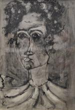 DALIBERT (Christian) "Portrait aux cheveux frisés", gouache sur papier datée...