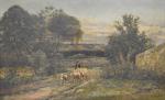 DELPY (H.) "Gardienne de moutons" hst, sbd, 38x61