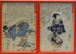 5 estampes japonaises (1 vitre cassée)