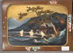 JAPON milieu XXe : deux panneaux à décor peint incrusté...
