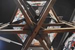CHINE, première moitié XXe : Lanterne hexagonale en bois sculpté...