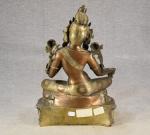 NEPAL XXe : Sujet en bronze bicolore représentant  la...