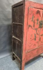 CHINE XIXe débuit XXe : armoire en bois laqué noir...