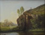 AUGUIN (Louis Auguste.) "Bord de rivière" pastel, sbg, 33x42,5