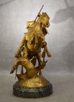 FREMIET (Emmanuel) "Saint-Georges terrassant le dragon"  bronze à patine...