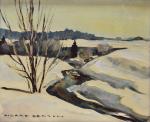 BERTIN (Pierre) "Paysage du Haut-Doubs, neige au bord du Bief...