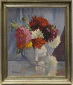 CHAPATTE (Henri) "Bouquet de dahlias" hsp, sbg, 55x46