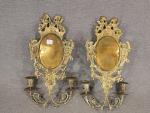 Paire d'appliques miroir en bronze doré à décor de puttis...