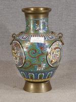 Vase cloisonné Extrême-oriental à décor de branchage et volatile, h...