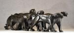 KELETY (Alexandre) « Groupe de léopards en marche » bronze à patine...