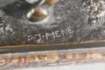 MENE (P-J) "L'accolade", bronze à patine brune, l = 33,...