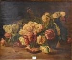 BERENIT (Ellen) "Bouquet de rose", hst (réentoilée), sbg, 60x73