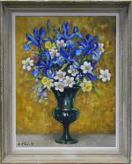 CHAPATTE (Henri) "Bouquet de fleurs" hsi, sbg,  65x50