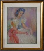 CHARBONNIER (Louise) "Portrait de femme" pastel, sbd, 73x58