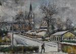 DUMONT (Claude) "Badonvilliers, l'église et le lavoir sous la neige"...