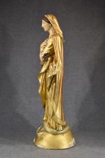 "Vierge foulant le serpent", sujet en bois doré et polychrome...
