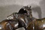 MENE (P.J) "L'accolade" bronze à patine brune, signé, h =...