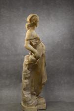 BATTIGLIA (E.) "Rebecca coiffée d'un foulard", sculpture en marbre ou...
