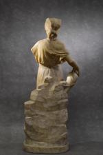 BATTIGLIA (E.) "Rebecca coiffée d'un foulard", sculpture en marbre ou...