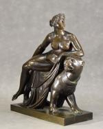 DANNECKER (d'après Johann HEINRICH) "Ariane chevauchant une panthère", bronze à...
